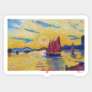 New York Sunset with sail boat Sticker